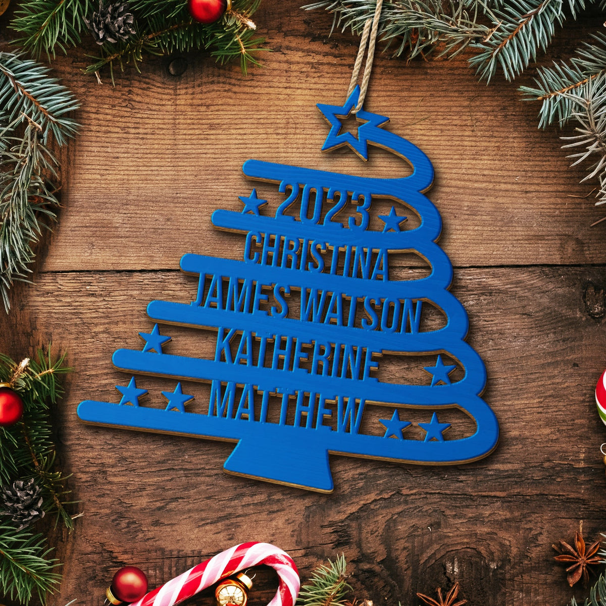 Christmas Tree With Names - Christmas Gift For Family - Personalized Wooden Cutout Ornament