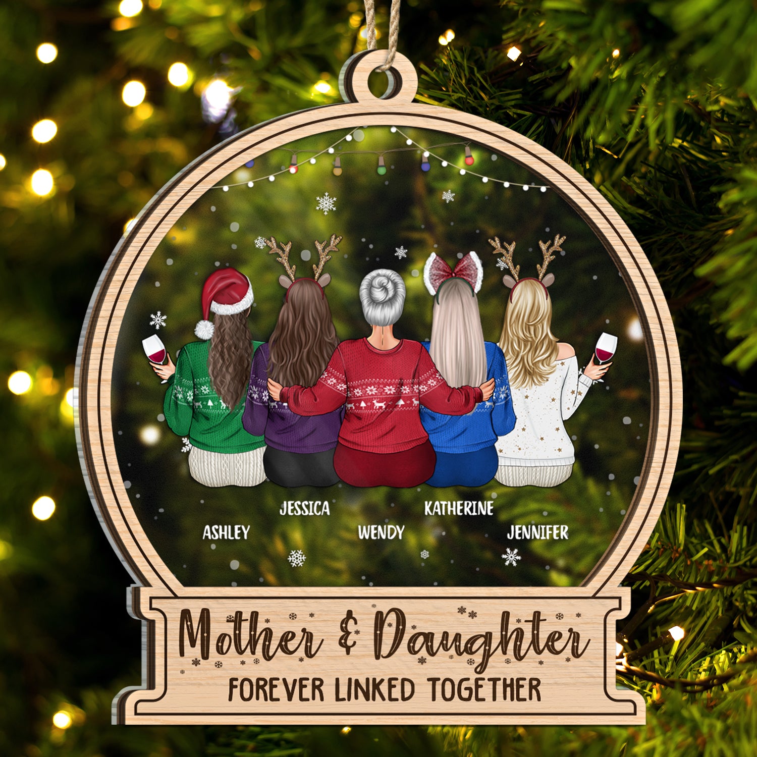 Forever Linked Together - Christmas Gift For Mother Daughter - Personalized 2-Layered Mix Ornament