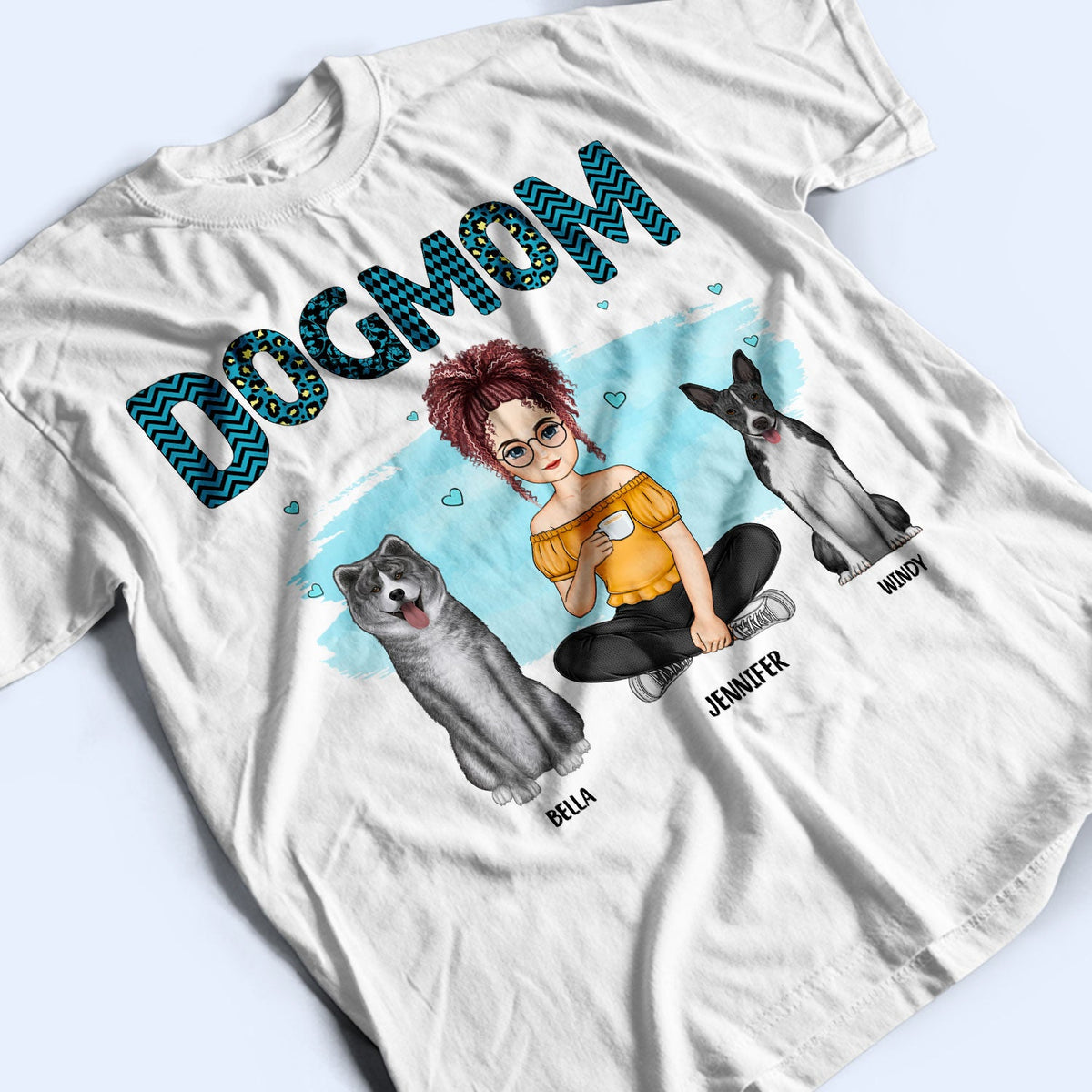 Dog Mom Blue Pattern - Gift For Dog Lovers - Personalized Sweatshirt