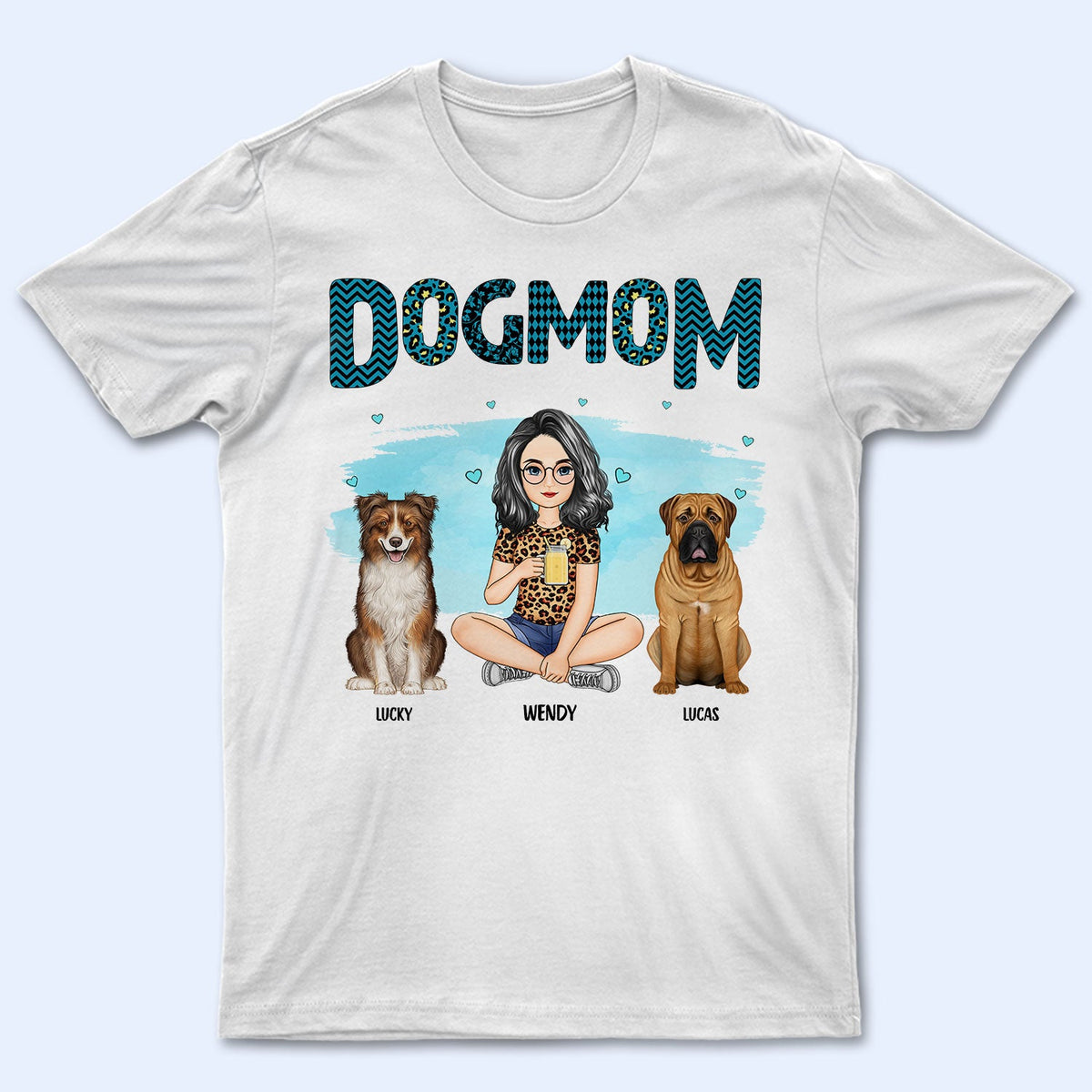 Dog Mom Blue Pattern - Gift For Dog Lovers - Personalized Sweatshirt
