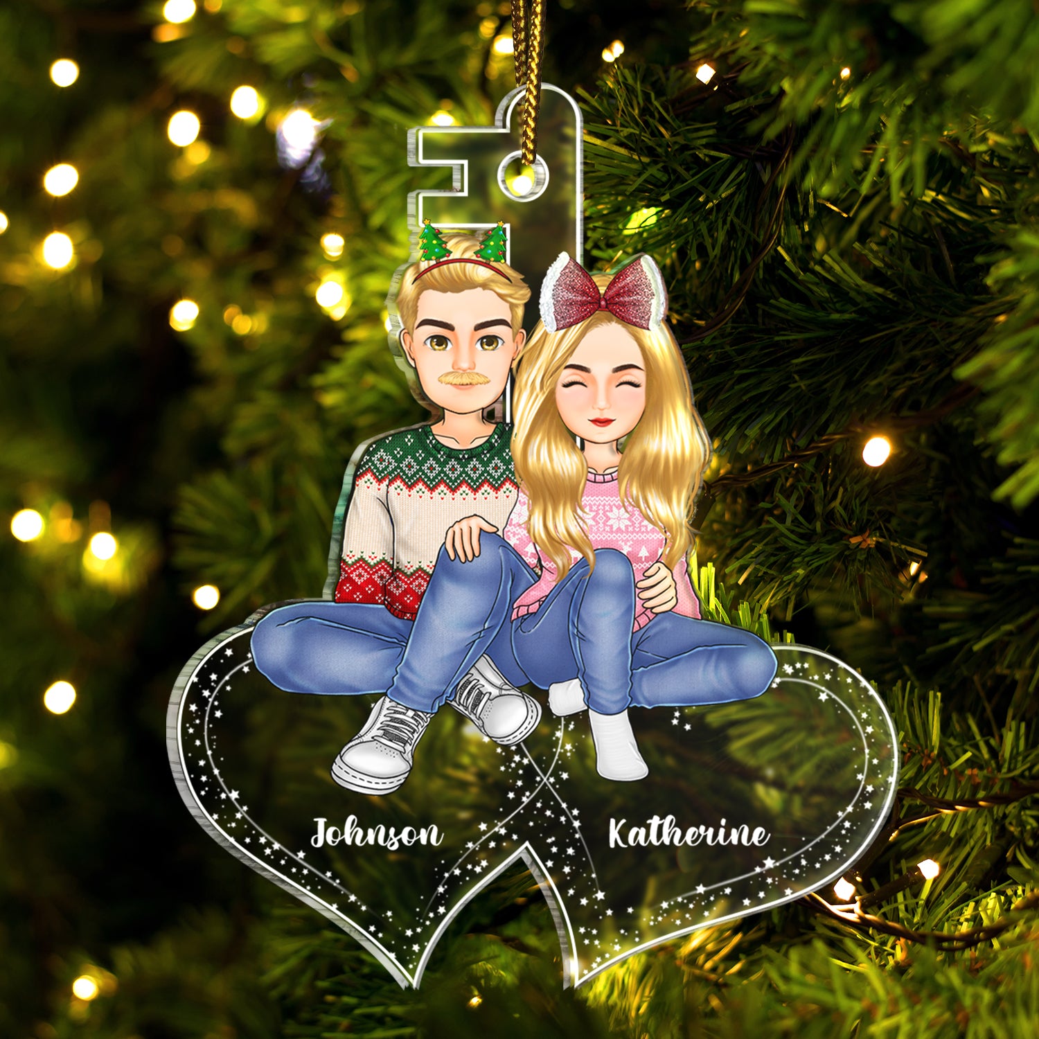 Couples Love Key - Christmas Gift For Couples - Personalized Cutout Acrylic Ornament