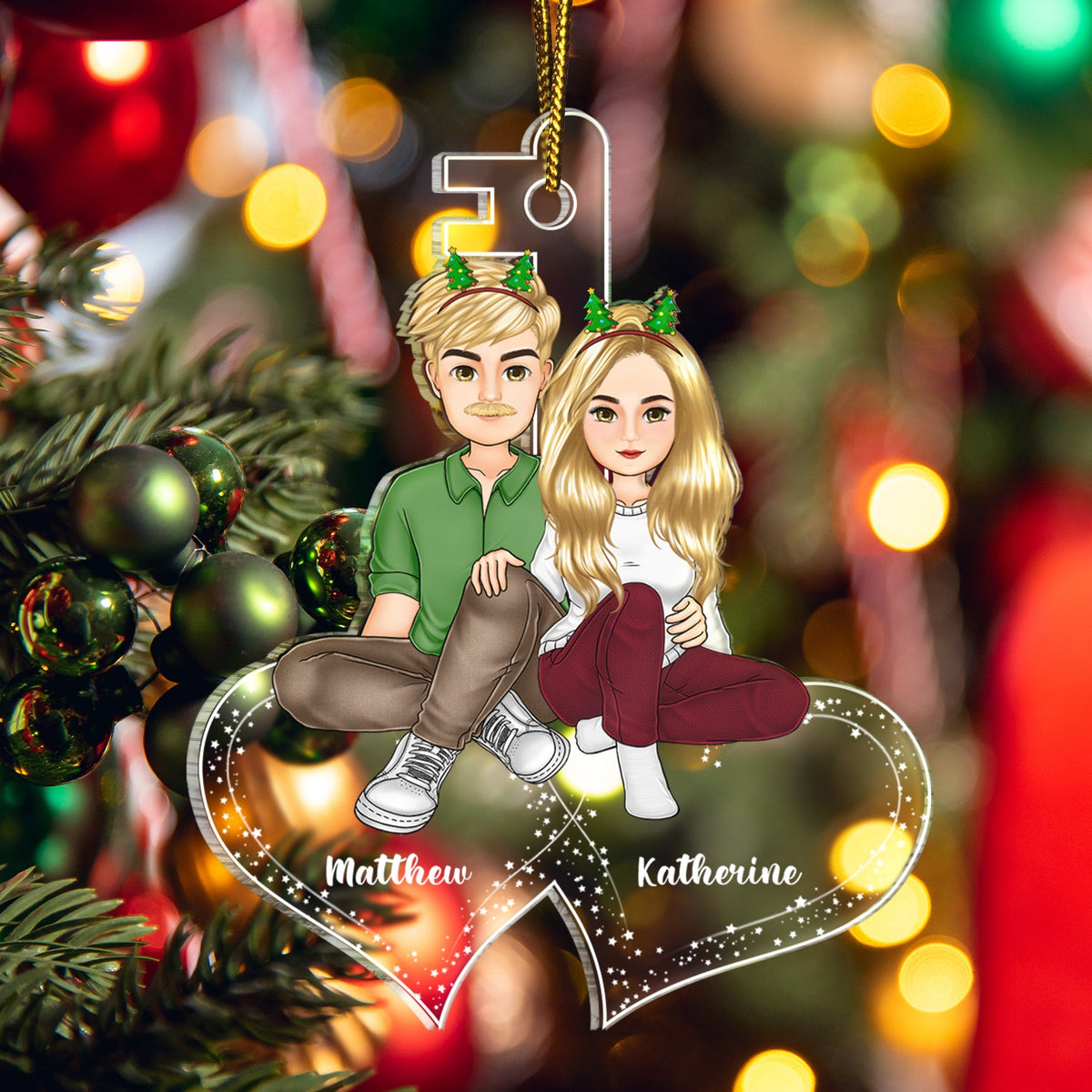 Couples Love Key - Christmas Gift For Couples - Personalized Cutout Acrylic Ornament