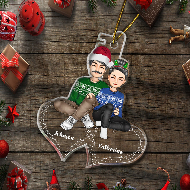 Couples Love Key - Christmas Gift For Couples - Personalized Cutout Acrylic Ornament