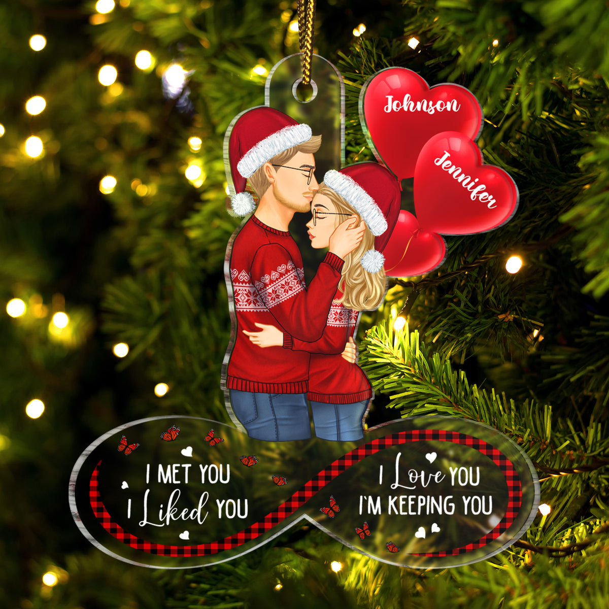 I Can't Spell Christmas Without You Personalized Ornament, Kissing Couple  Gifts - teejeep