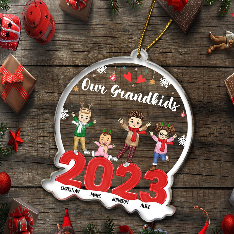 Our Grandkids 2023 - Christmas Gift For Grandparent - Personalized Custom Shaped Acrylic Ornament