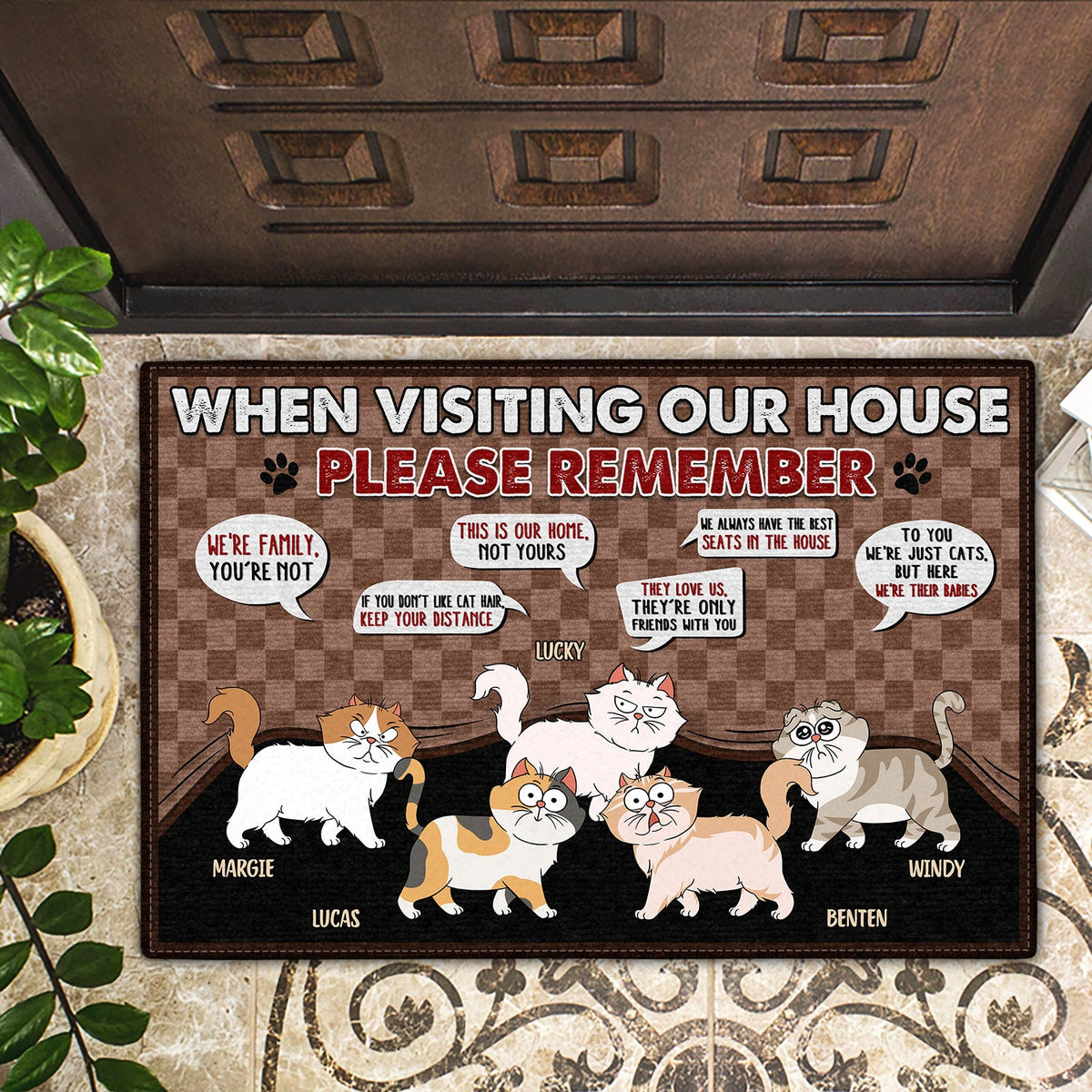 When Visiting Our House Please Remember - Decor Gift For Cat Lovers - Personalized Doormat