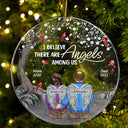 Angels Among Us - Memorial Christmas Gift - Personalized Circle Acrylic Ornament