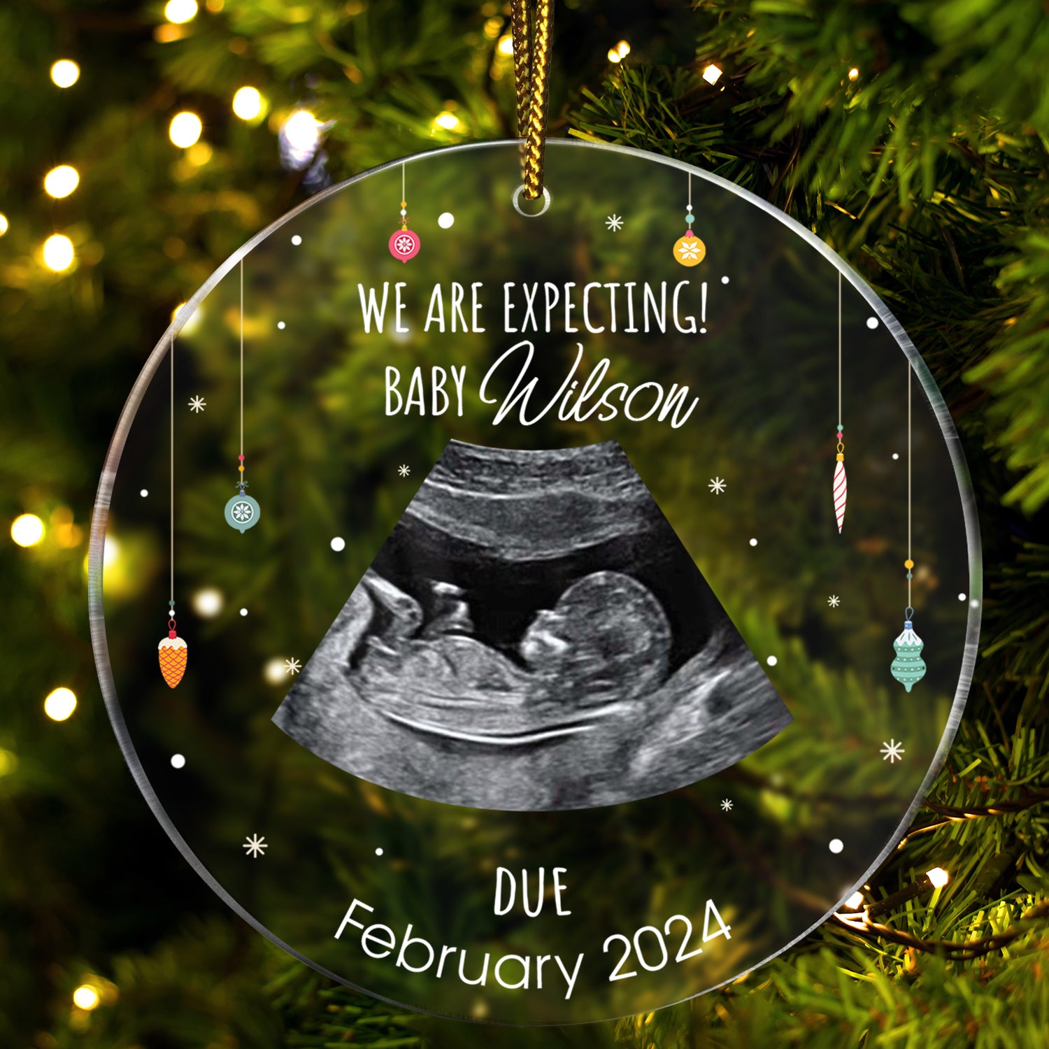 Custom Photo Keeping A Little Secret - Christmas Gift For Coming Parents - Personalized Circle Acrylic Ornament