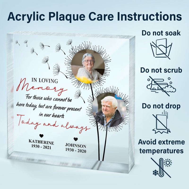 Custom Photo For Those Who Can Not Be Here - Memorial Gift For Special Days - Personalized Square Shaped Acrylic Plaque