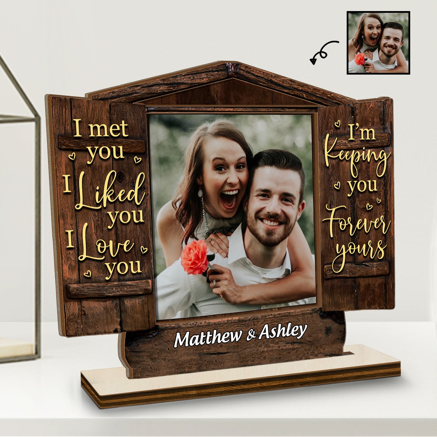 Custom Photo I Liked You I Love You - Gift For Couples - Personalized Custom Shaped 2-Layered Wooden Plaque