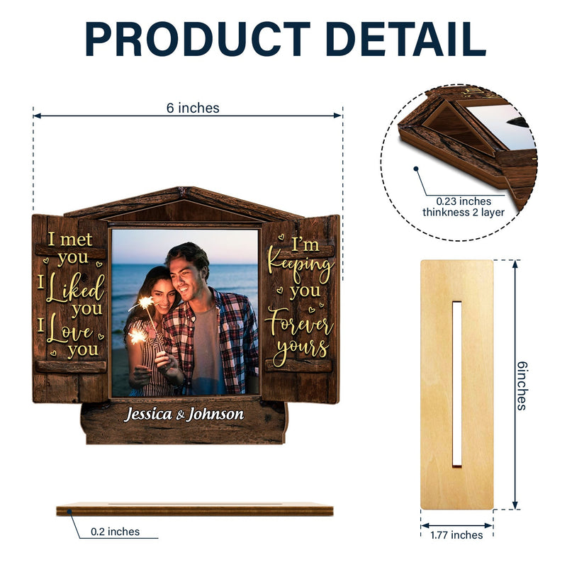 Photo personnalisée « Je t'ai aimé, je t'aime » - Cadeau pour couples - Plaque en bois personnalisée à 2 couches 