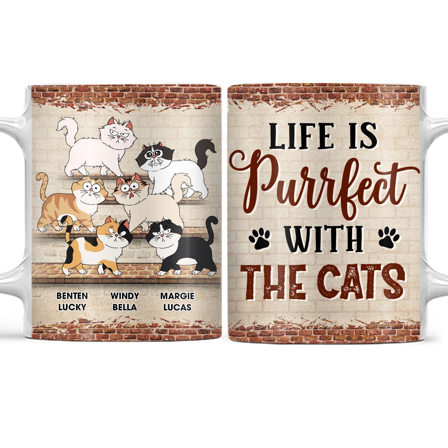 Life Is Purrfect With - Gift For Cat Lovers - Personalized White Edge-to-Edge Mug