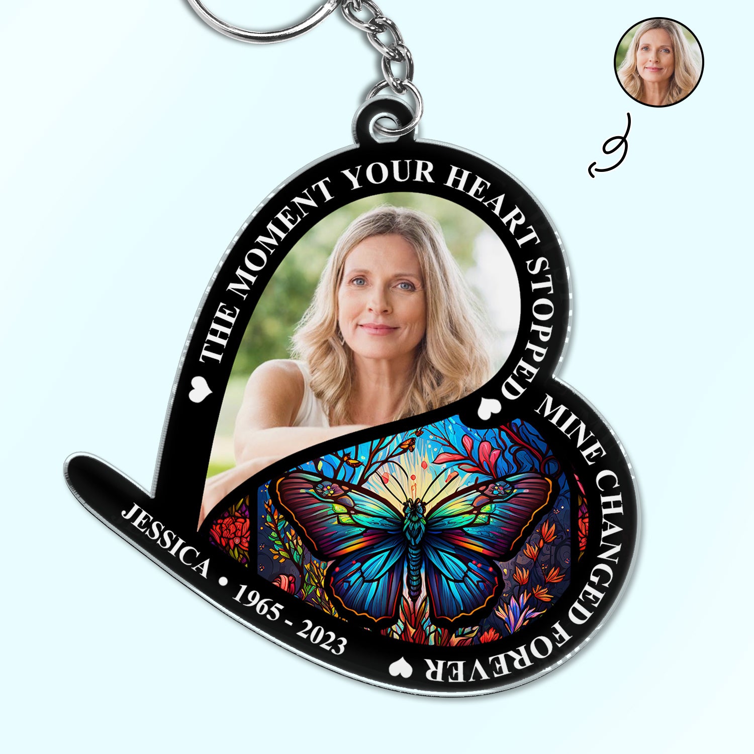 Custom Photo The Moment Your Heart Stopped - Memorial Gift For Family - Personalized Acrylic Keychain