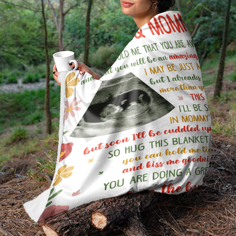 Custom Photo I May Be Just A Bump - Baby Shower Gift, Gift For First Mom - Personalized Fleece Blanket