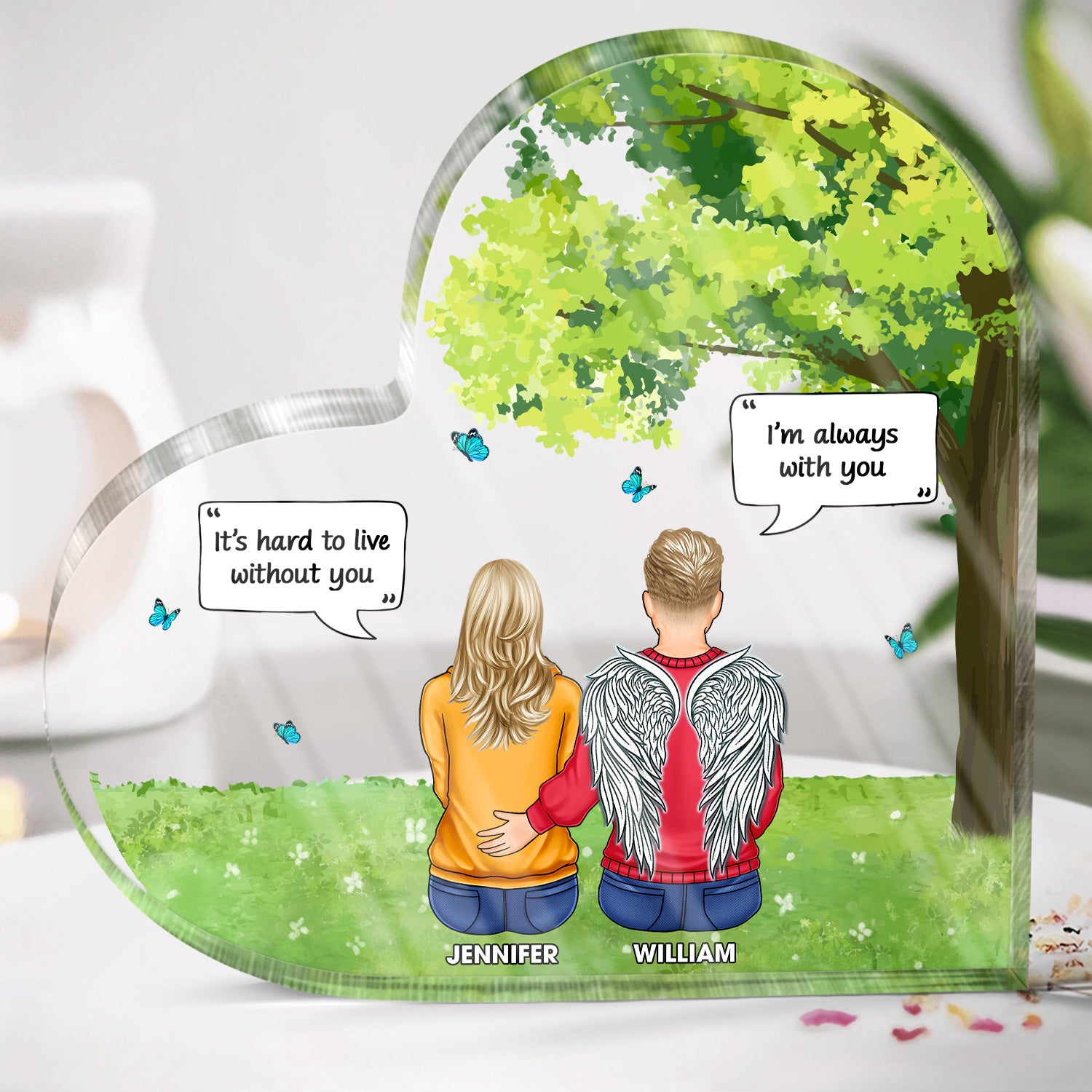 It's So Hard To Say Goodbye - Memorial Gift - Personalized Heart Shaped Acrylic Plaque