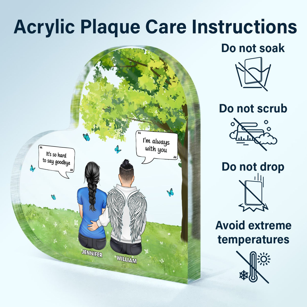 It's So Hard To Say Goodbye - Memorial Gift - Personalized Heart Shaped Acrylic Plaque