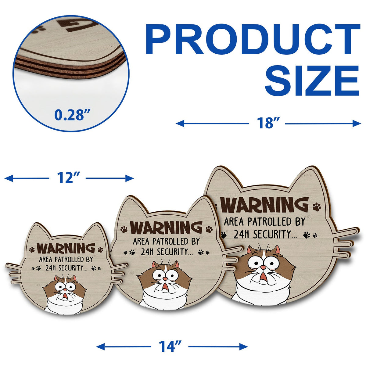 Warning Area Patrolled By Cats - Gift For Cat Lovers - Personalized Custom Shaped Wood Sign