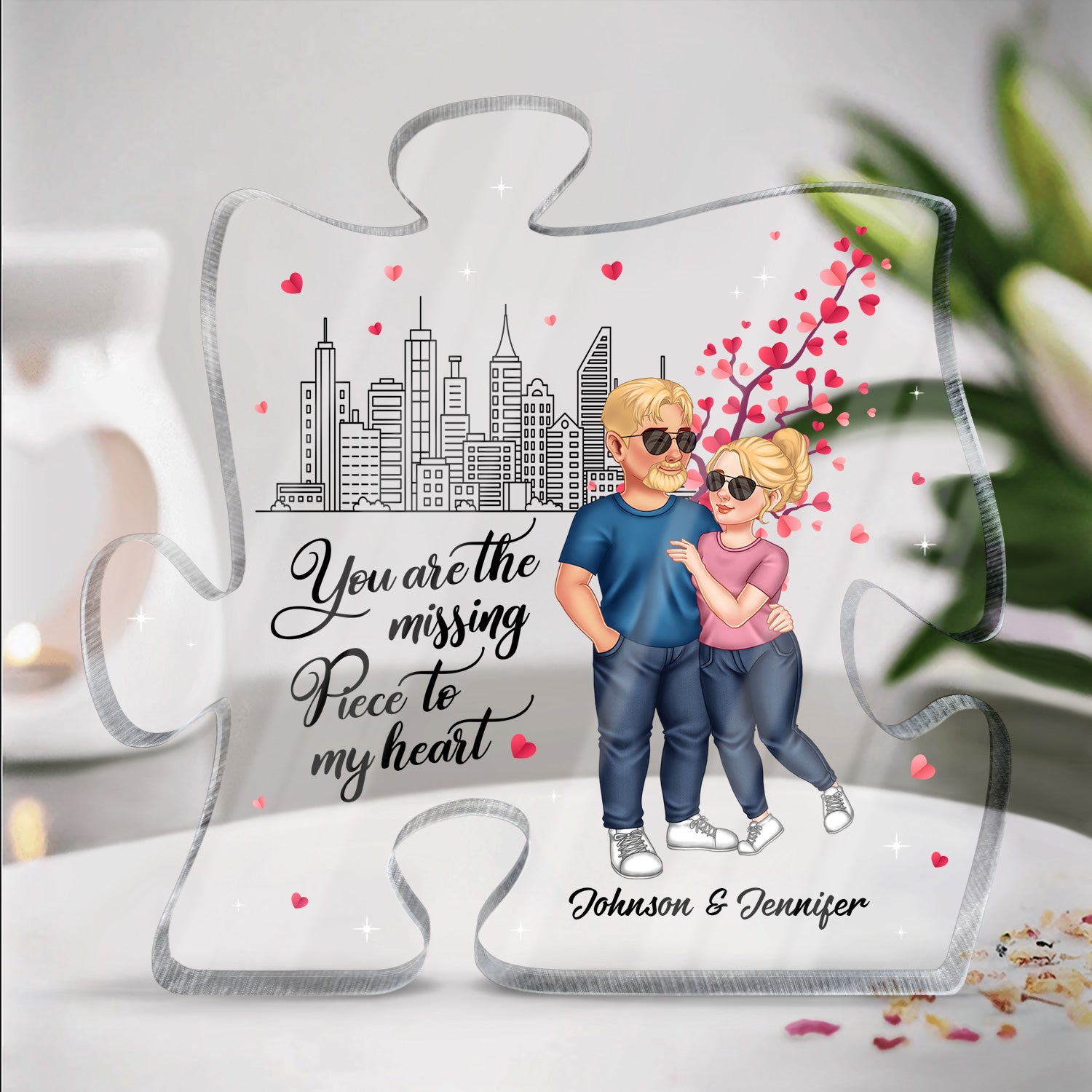 You Are My Missing Piece - Anniversary Gift For Couples - Personalized Puzzle Shaped Acrylic Plaque