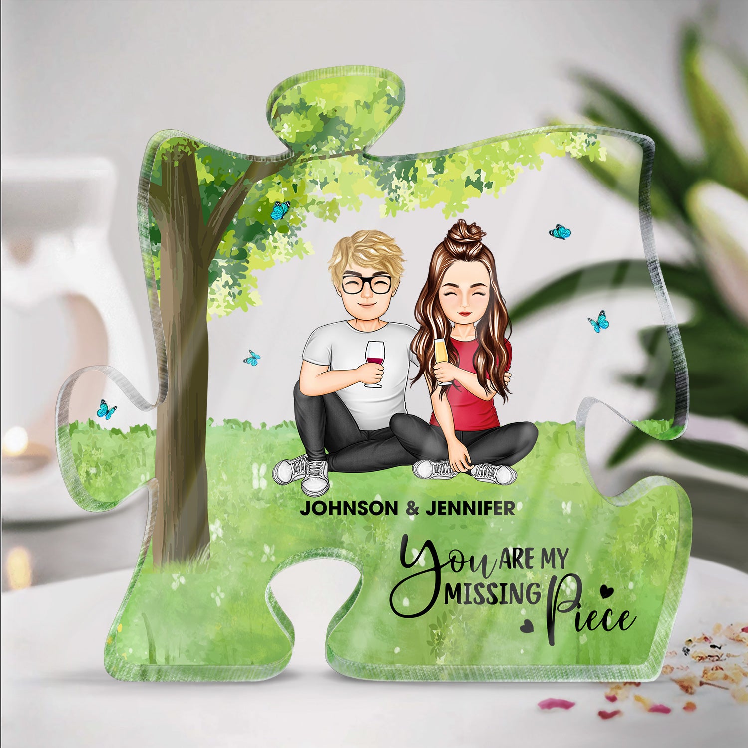 You Are The Missing Piece - Gift For Couples - Personalized Puzzle Shaped Acrylic Plaque