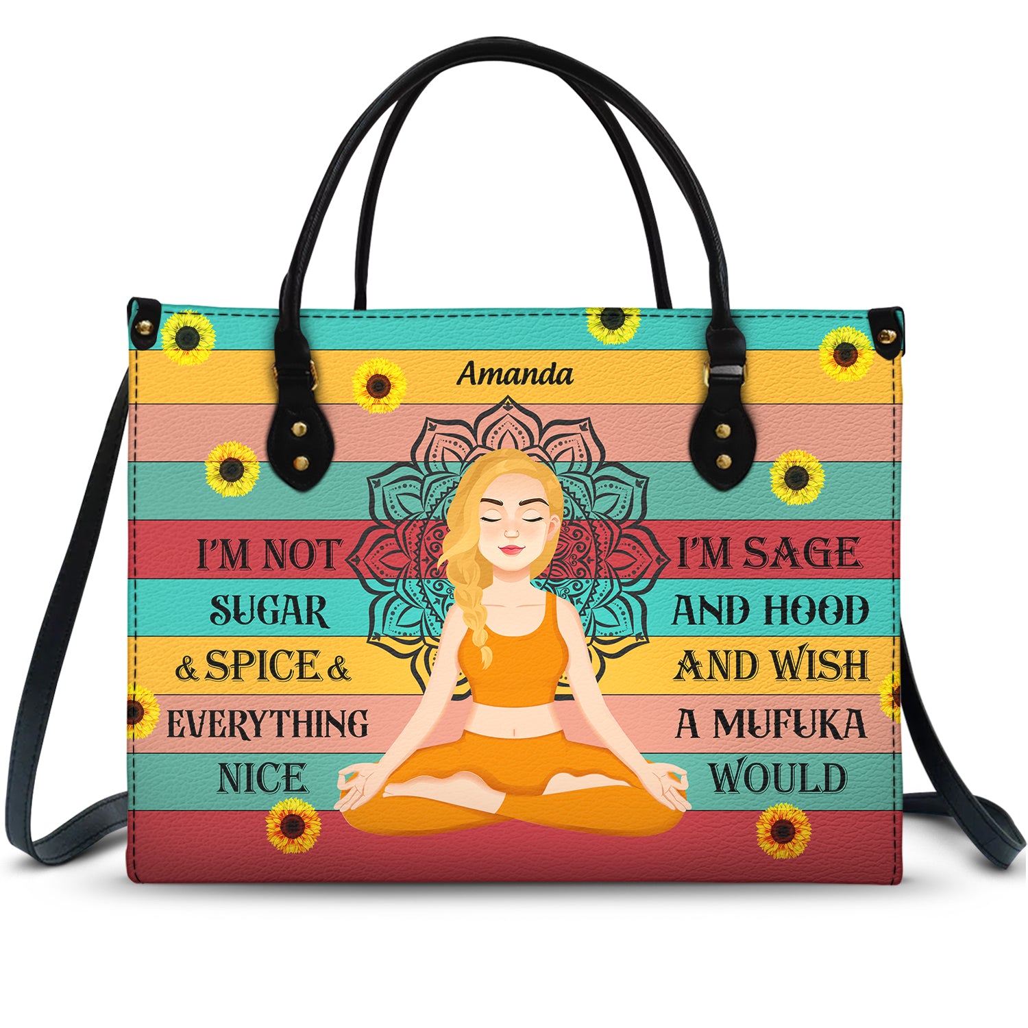 I'm Not Sugar And Spice - Gift For Yoga Lovers - Personalized Leather Bag