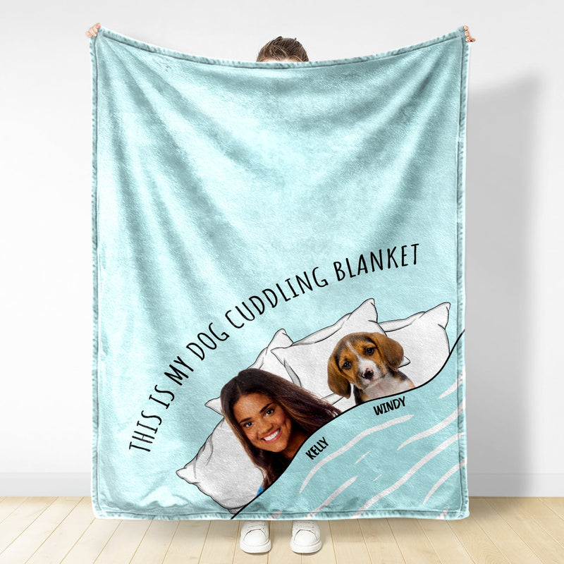 Custom Photo Cat Dog Cuddling Blanket - Gift For Pet Lovers - Personalized Fleece Blanket