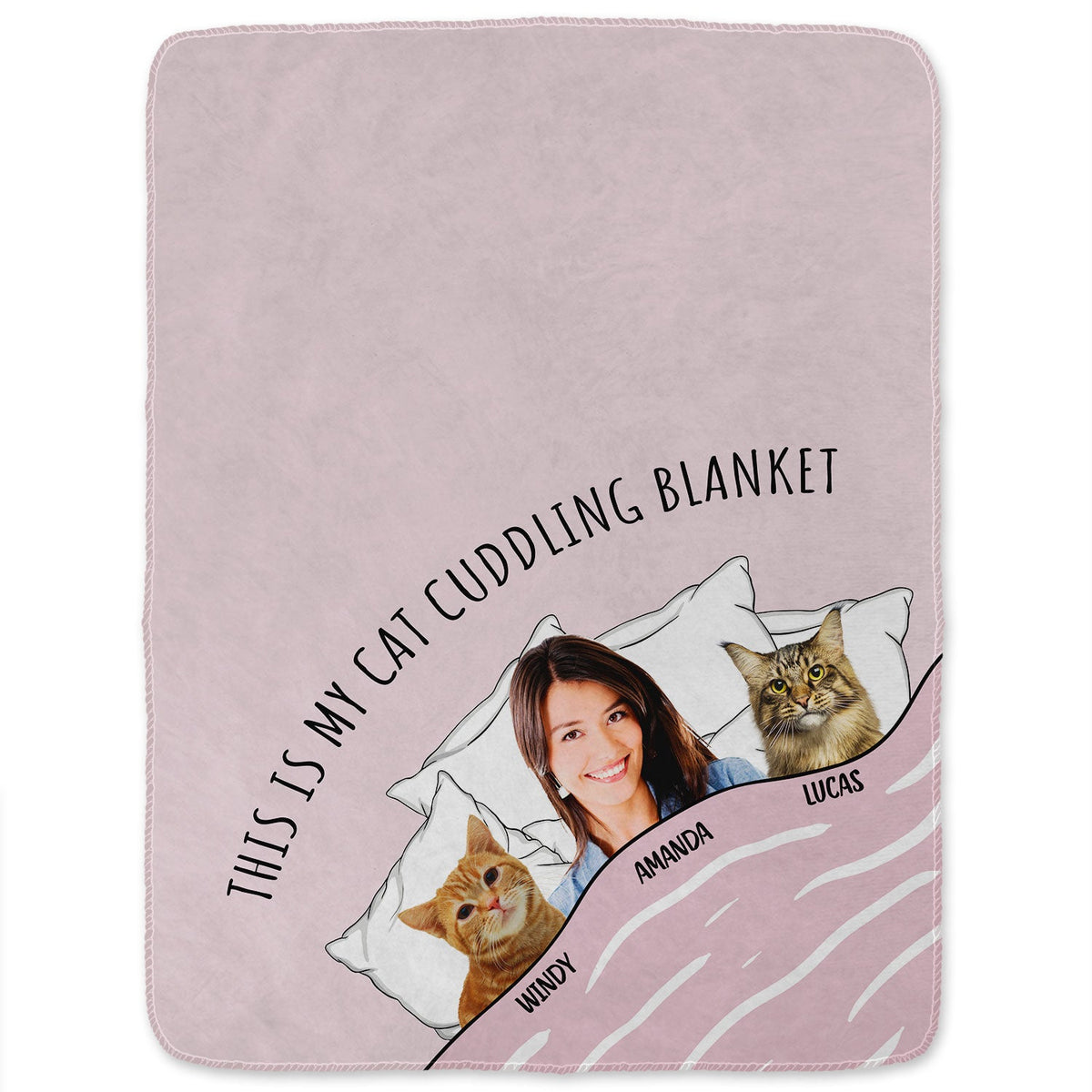 Custom Photo Cat Dog Cuddling Blanket - Gift For Pet Lovers - Personalized Fleece Blanket