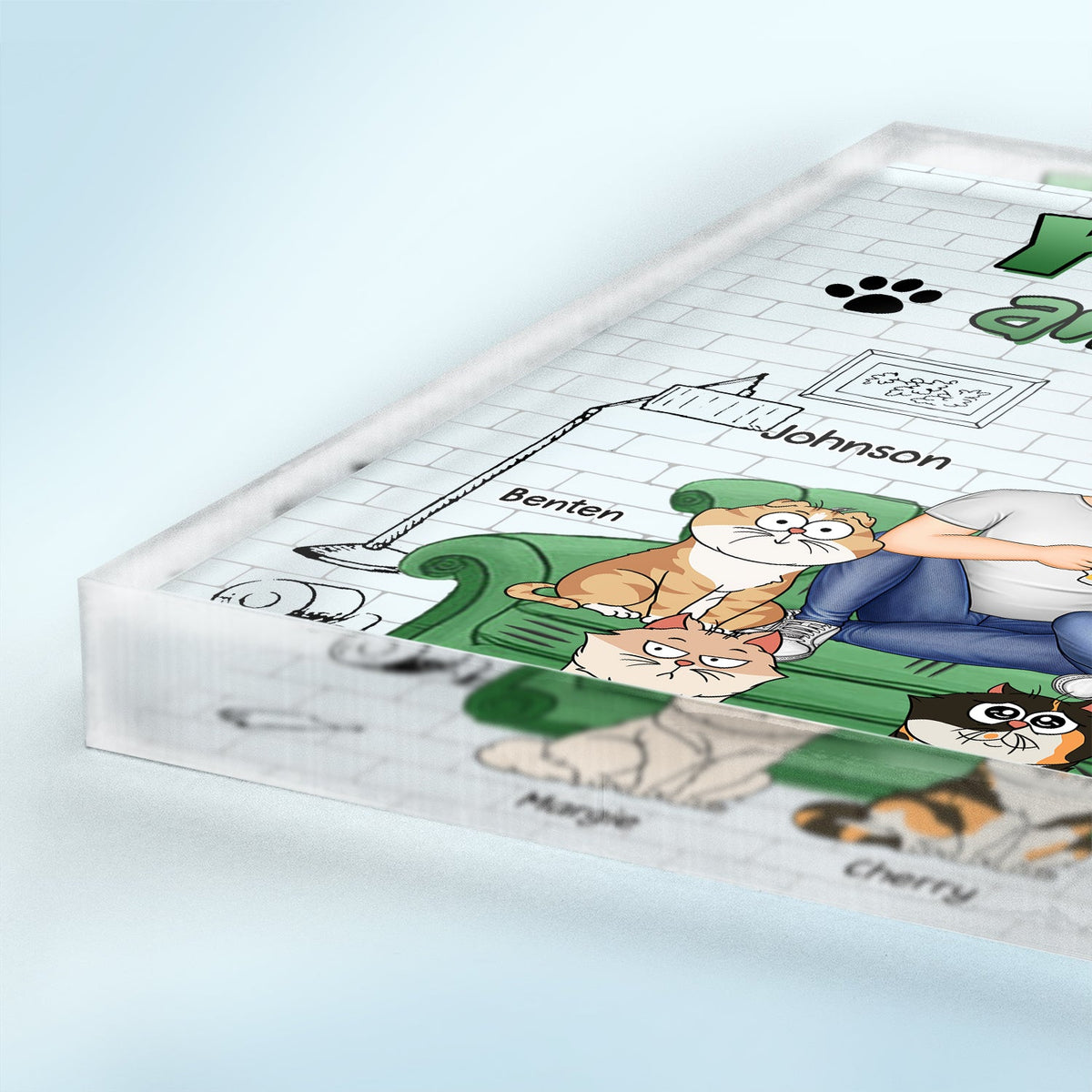 You And Me And The Cats - Gift For Cat Lovers - Personalized Square Shaped Acrylic Plaque