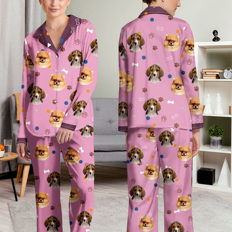 Custom Photo Funny Dog Face - Gift For Dog Lovers - Personalized Long Pajamas Set