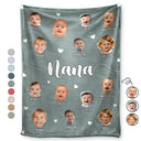 Custom Photo Kid Baby Faces - Birthday, Loving Gift For Grandma, Grandmother, Mom, Mother - Personalized Fleece Blanket, Sherpa Blanket