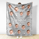 Custom Photo Kid Baby Faces - Birthday, Loving Gift For Grandma, Grandmother, Mom, Mother - Personalized Fleece Blanket, Sherpa Blanket