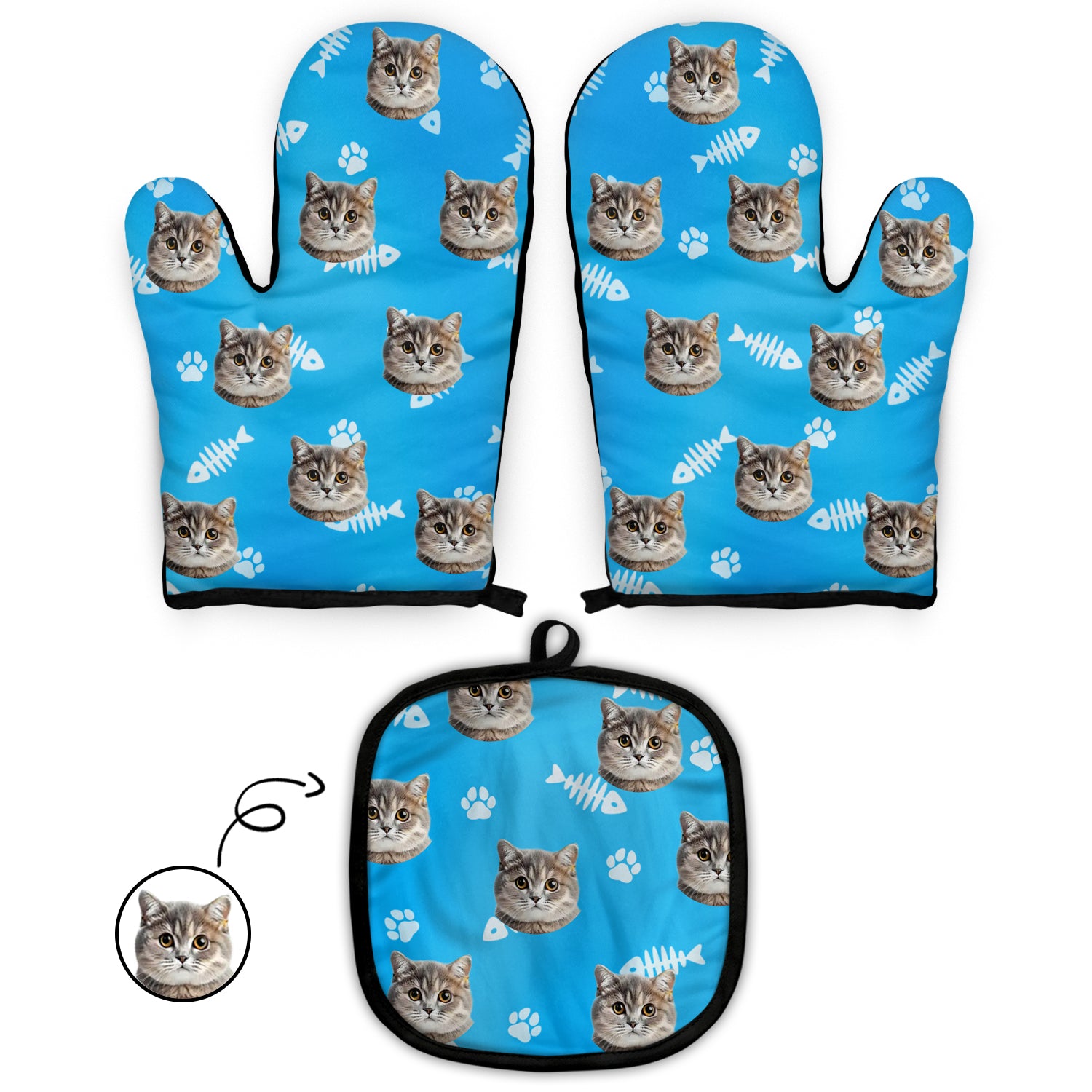 Custom Photo Pet Face - Gift For Pet Lovers - Personalized Oven Mitts, Pot Holders
