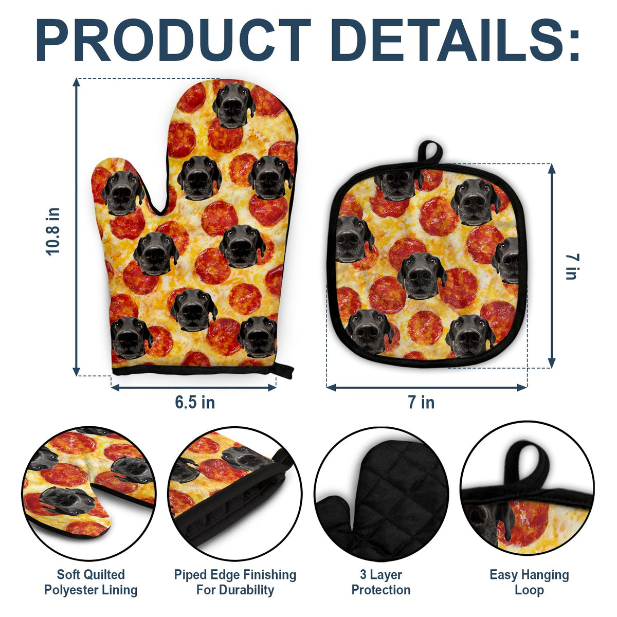 Custom Photo Pet Face - Gift For Pet Lovers - Personalized Oven Mitts, Pot Holders