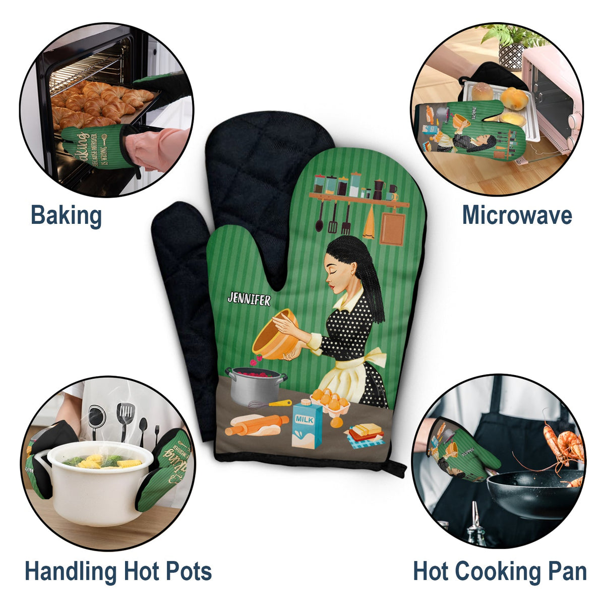 Le meurtre est mal - Cadeau pour maman, cadeau pour les amateurs de pâtisserie - Gants de cuisine et maniques personnalisés