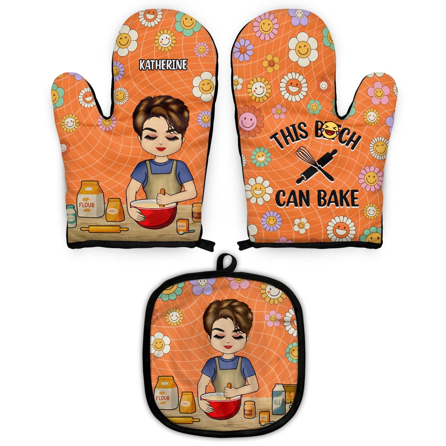 This Can Bake - Gift For Mother, Gift For Bakers - Personalized Oven Mitts, Pot Holders