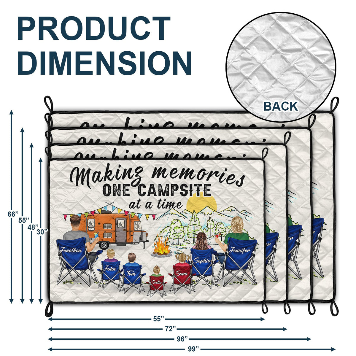 Making Memories One Campsite At A Time - Gift For Camping Lovers - Personalized Outdoor Waterproof Camping Picnic Blanket