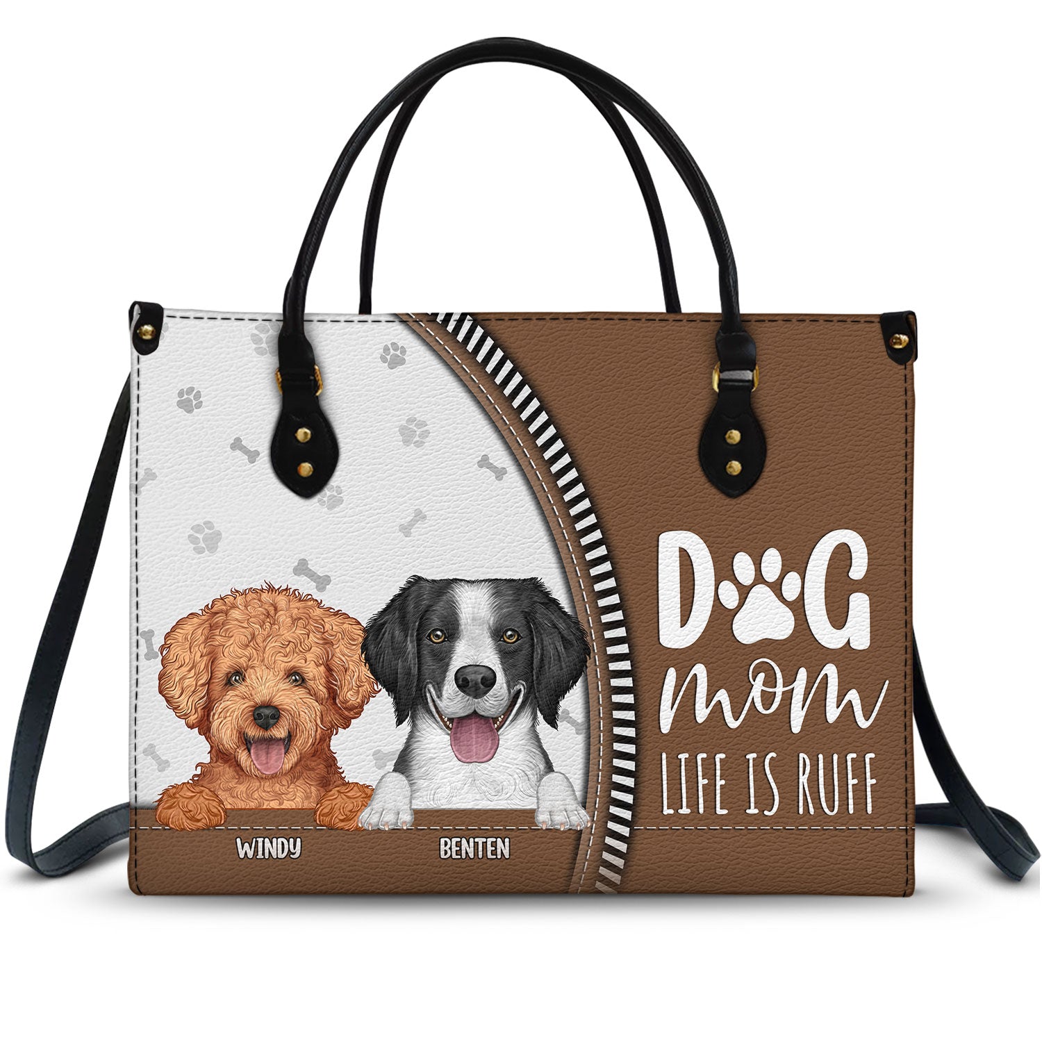 Dog Mom Life Is Ruff - Gift For Dog Mom - Personalized Leather Bag