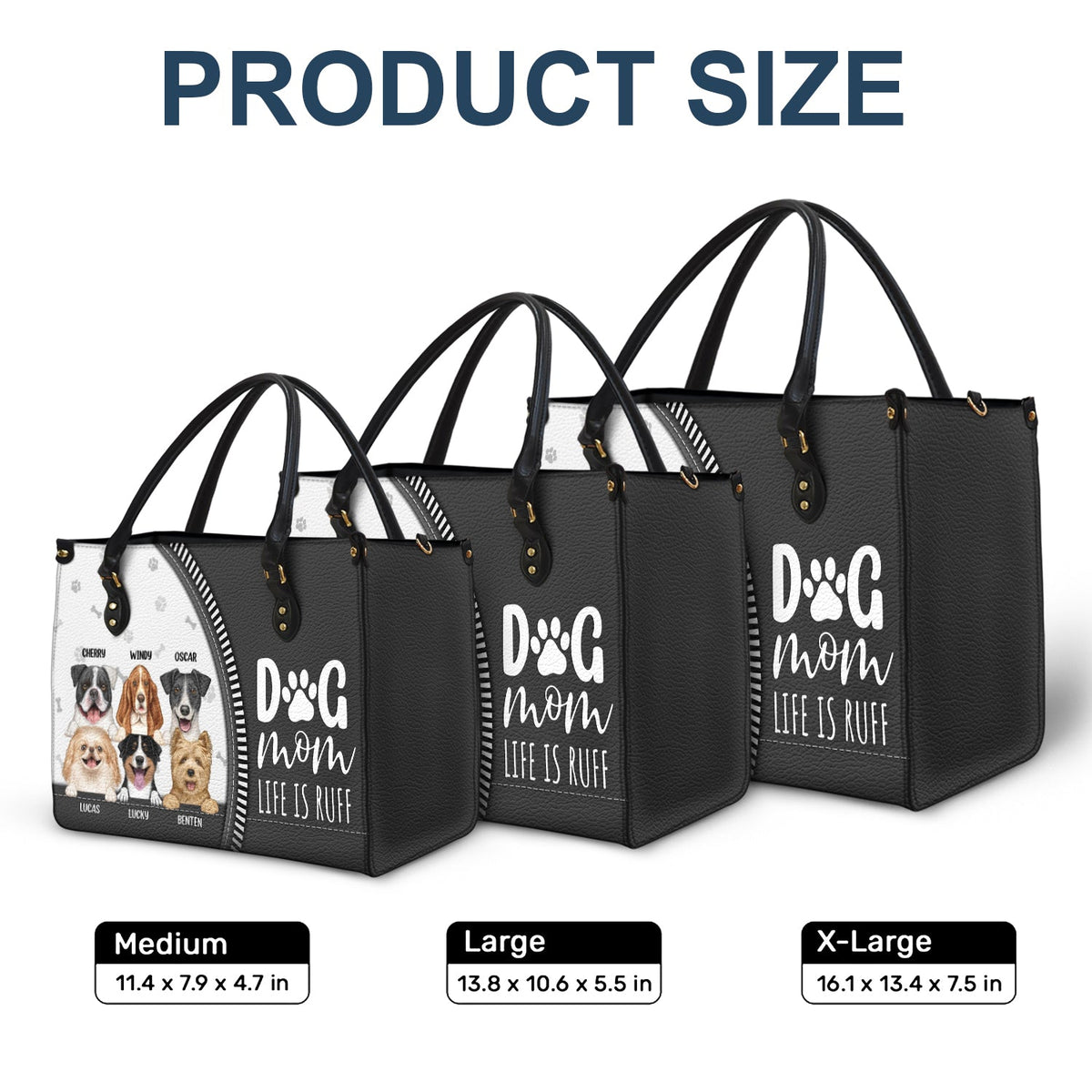 Dog Mom Life Is Ruff - Gift For Dog Mom - Personalized Leather Bag