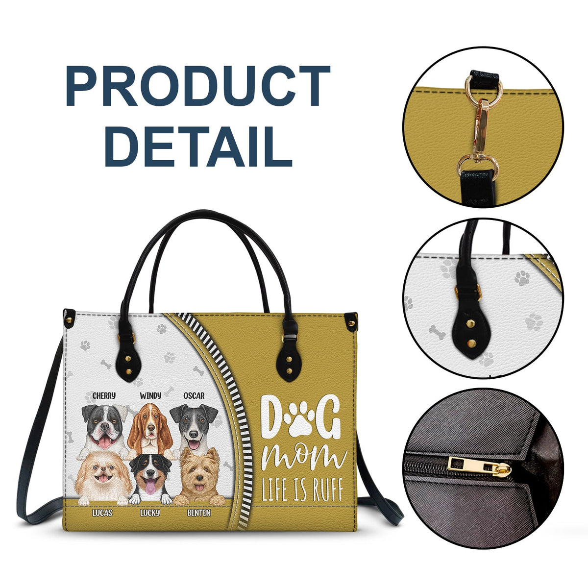 Dog Mom Life Is Ruff - Gift For Dog Mom - Personalized Leather Bag