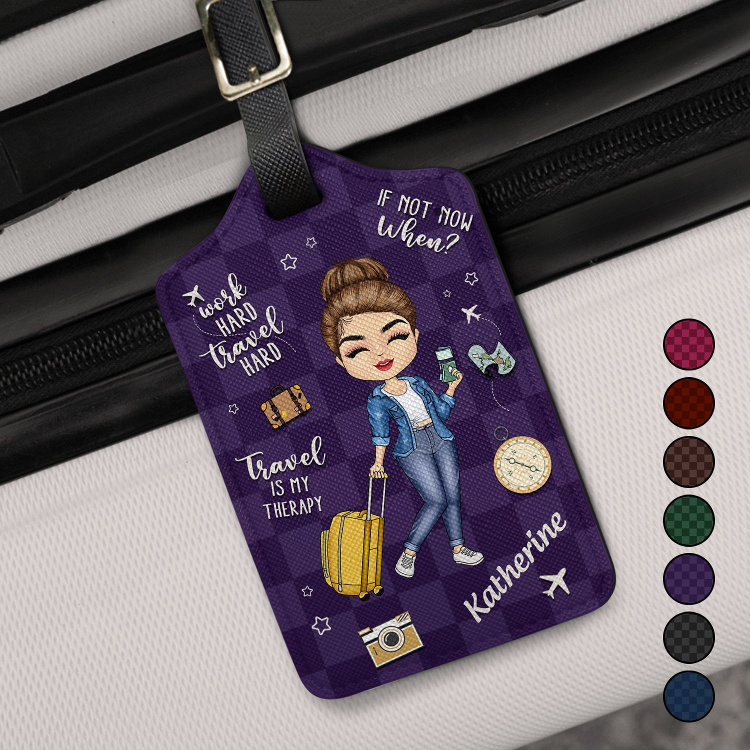 Travel Is My Therapy - Gift For Travellers, Travelling Lovers, Him, Her - Personalized Luggage Tag