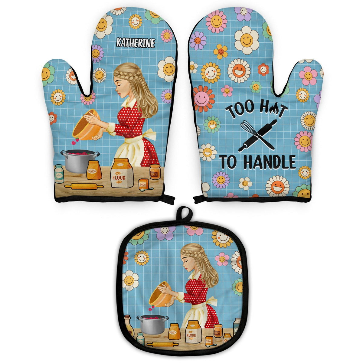 Trop chaud pour être manipulé - Cadeau pour femme, maman, mère - Gants de cuisine et maniques personnalisés