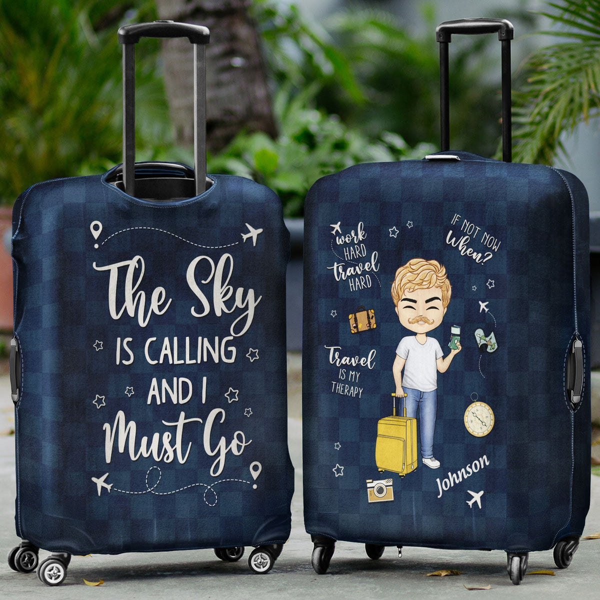 Voyager est ma thérapie - Cadeau pour voyageurs, amoureux du voyage, lui, elle - Housse de bagage personnalisée