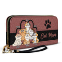 Maman Chat - Cadeau d'anniversaire pour les amoureux des chats, les femmes - Portefeuille long en cuir personnalisé