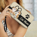 Maman Chat - Cadeau d'anniversaire pour les amoureux des chats, les femmes - Portefeuille long en cuir personnalisé