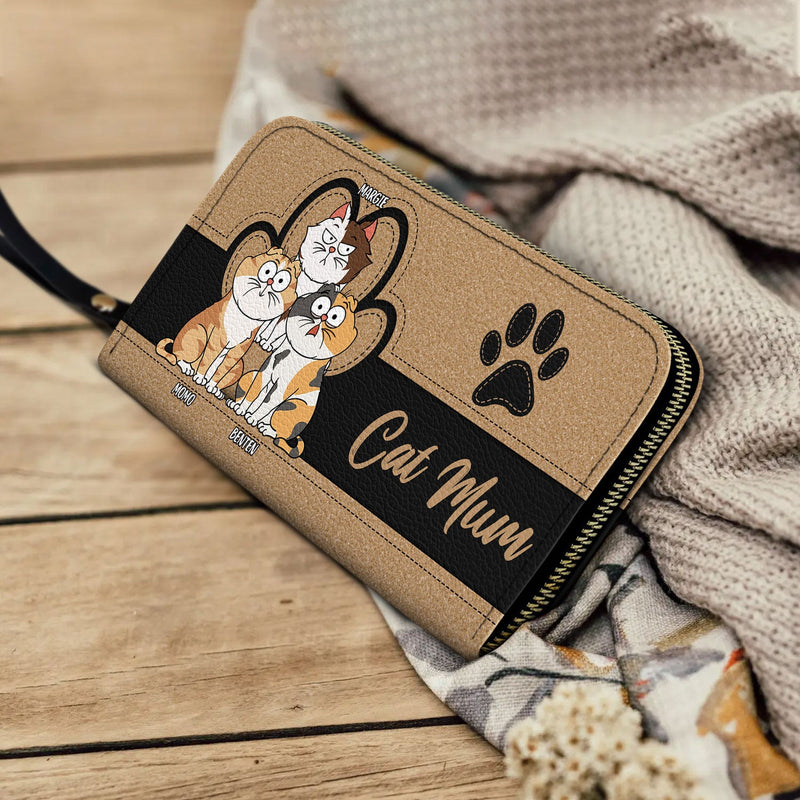 Maman Chat - Cadeau d'anniversaire pour les amoureux des chats, les femmes - Portefeuille long en cuir personnalisé