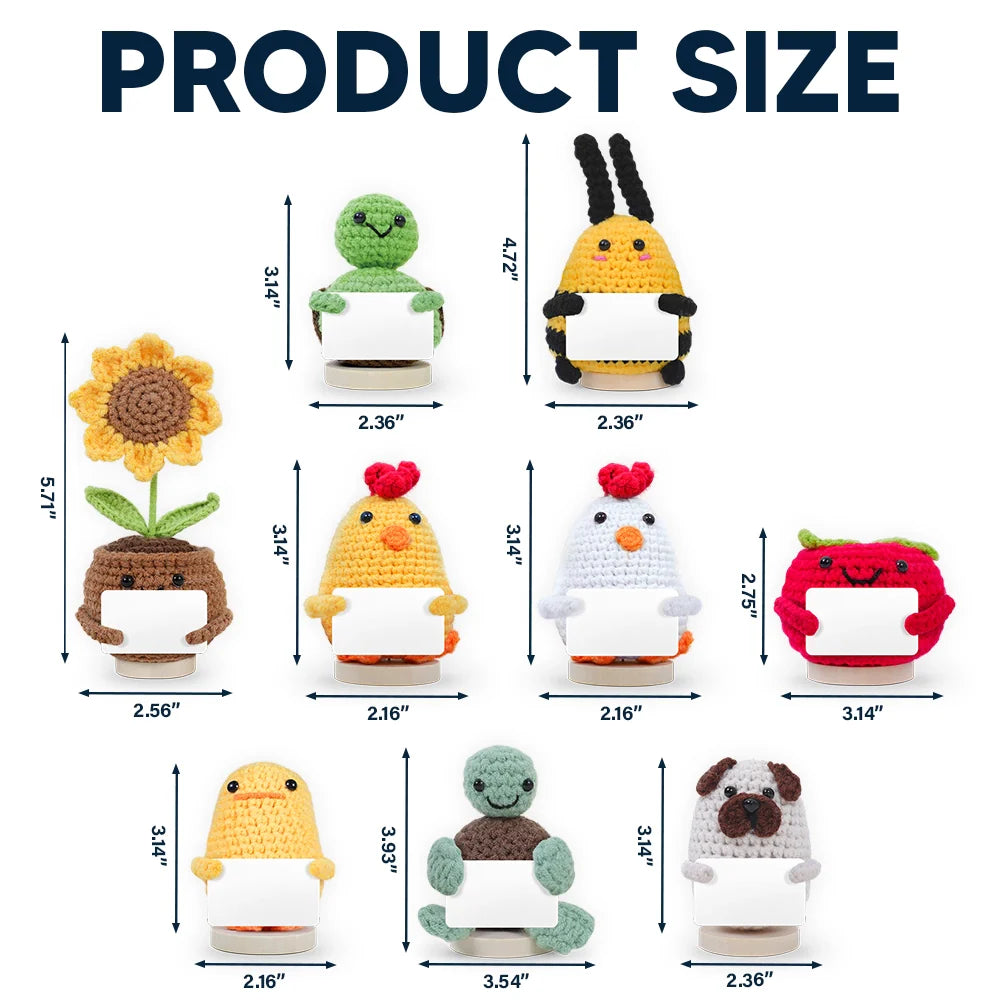 La croissance est souvent un processus compliqué – Poupée au crochet personnalisée avec carte personnalisée 