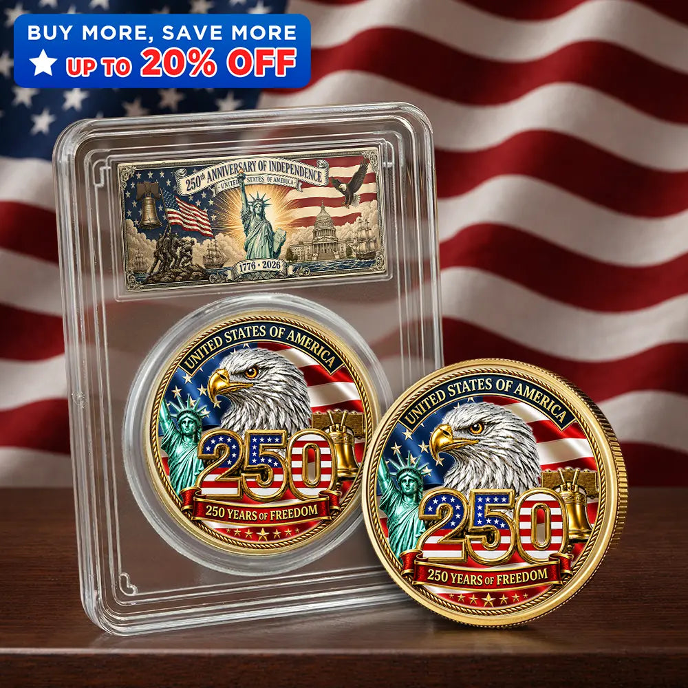 America 250th,Independence Day,Gift For Yourself,Proud,Custom Text - Stars And Stripes 4th of July America 250th Anniversary - Personalized Commemorative Keepsake Coin