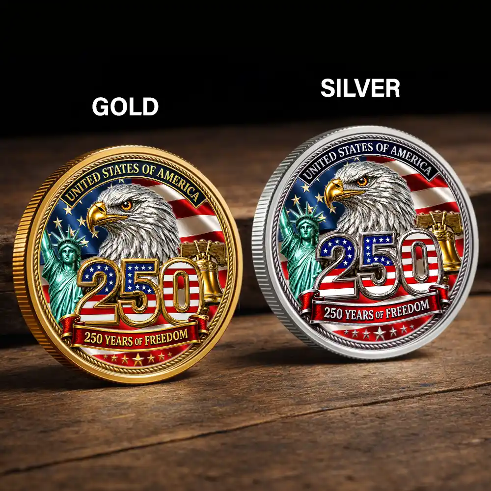 America 250th,Independence Day,Gift For Yourself,Proud,Custom Text - Stars And Stripes 4th of July America 250th Anniversary - Personalized Commemorative Keepsake Coin