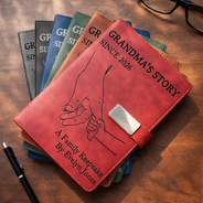 Gift For Yourself,Gift For Men,Parents,Gift For Father,Gift For Husband,Gift For Grandpa,New Dad,Non-Eng,Sentimental - Dad And Mom's Story - Personalized Leather Notebook Set