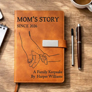 Gift For Yourself,Gift For Men,Parents,Gift For Father,Gift For Husband,Gift For Grandpa,New Dad,Non-Eng,Sentimental - Dad And Mom's Story - Personalized Leather Notebook Set