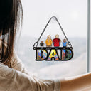 Gift For Father,Love - Dad And His Chrildren - Personalized Window Hanging Suncatcher Ornament